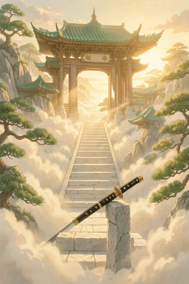 Chinese xianxia pavilion ascent study