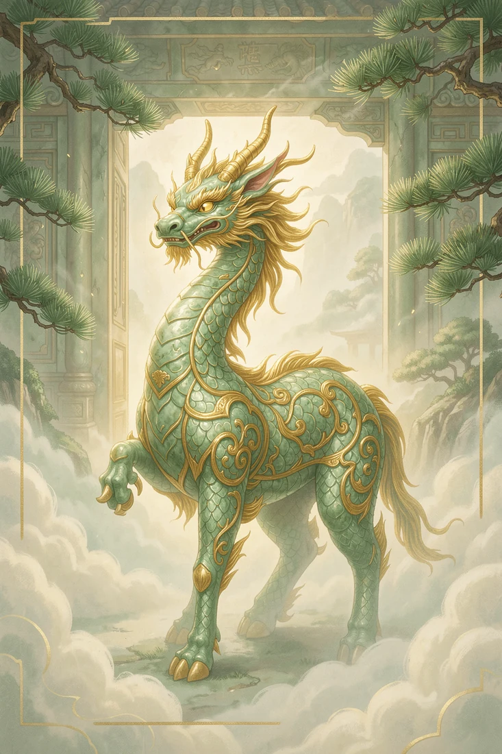 Chinese jade guardian beast study