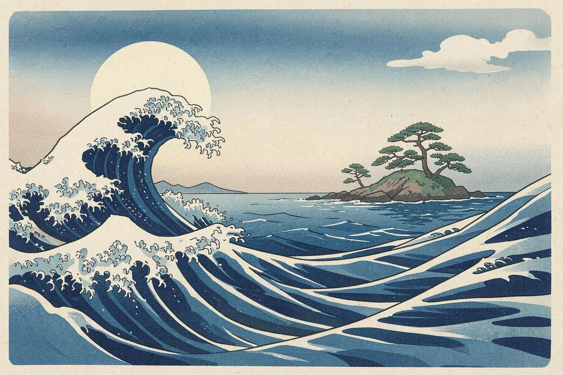 Japanese wave print visual study